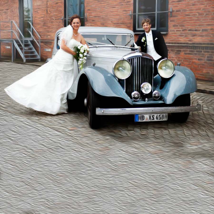 Festliche Hochzeit mit Oldtimer